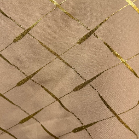 Peach and Gold Plaid Print Flare Sleeve Blouse - Picture 6 of 10